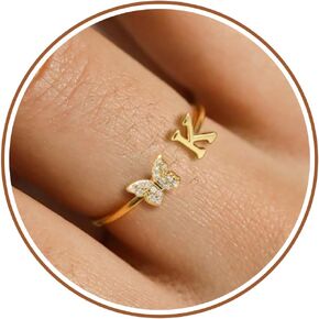 Gold Rings for Women Non Tarnish Letter Rings Birthday Gifts for Sister from Sister Butterfly Jewelry Memorial Gifts for Loss of Mom Gold Jewelry for Women