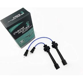 High Performance Racing Spark Plug Wires Compatible with Chrysler Sebring Dodge Stratus Mitsubishi Eclipse Galant Lancer Mirage Outlander Space Star 2.4L 2.0L 1.8L L4 1996-2007 Blue 2 Wires