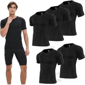 5 Pack Compression Shirt for Men Compression Shirts Short Sleeve Cool Dry Athletic Workout Base Layer Undershirt Tops