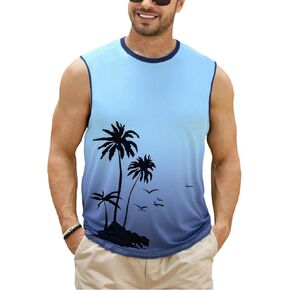 Men's Palm Tree Tank Tops Sleeveless Athletic Shirt Summer Beach Muscle Patriotic Tank Top