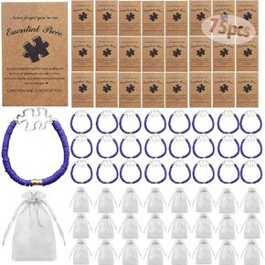 50Sets Staff Employee Appreciation Gifts Bulk, Puzzle Piece Beaded Bracelets Team Appreciation Gift for Coworker Volunteer with Motivational Cards Organize Bags Inspirational Office Cool Gifts