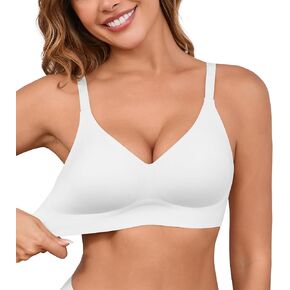 DEANGELMON Seamless Bras for Women No Underwire Comfortable Push Up Bra V Neck Wireless Bralette Full Coverage Wire Free