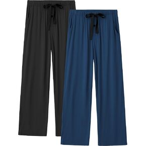 COLORFULLEAF Men's Pajama Pants Made from Bamboo Rayon Lounge Pants Summer Drawstring Yoga Sweatpants with Pockets