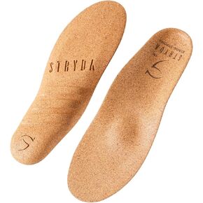 stryda حافي القدمين النعال النحيفة 100 ٪ cork ortholes ، تعزيز وظيفة القدم الطبيعية ، التي صممها أطباء الأرجل ، 100 ٪ مواد طبيعية ومستدامة ، تخفيف الألم للأقدام + الركبتين + الظهر (L) ، بني
