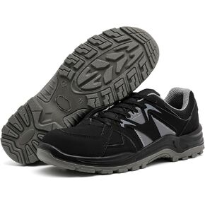 Steel Toe Work Shoes for Men PU Leather Safety Shoes Lightweight Comfortable Safety Sneakers Non Slip Resistant