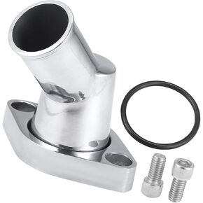 45° Car Thermostat Water Neck Thermostat Housing Replacement for Chevy Small Block 283 327 350 400 396 427 454 Engines, Aluminum Silver Tone 1 Set
