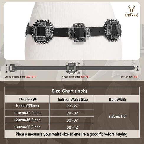 Women Western Concho Belt Leather Cowgirl Wide Boho Belt for Dresses Jeans in Kuwait