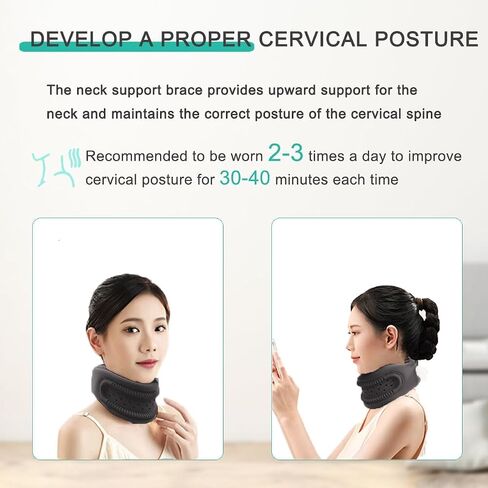 Neck Brace for Neck Pain and Support, Adjustable Cervical Collar for Sleeping, Soft Foam Neck Protectors Wraps Keep Vertebrae Stable and Aligned, Women & Men Cervical Spine Pressure Relief (Long) in Saudi Arabia
