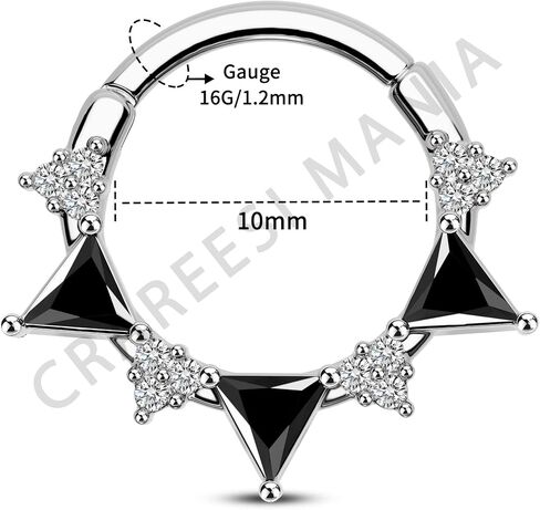 CM Crareesi Mania Septum Rings 316L Stainless Steel Septum Piercing Jewelry Black CZ Septum Jewelry for Women Clear CZ Daith Piercing Jewelry Daith Earrings in Saudi Arabia