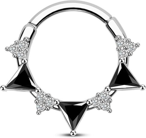CM Crareesi Mania Septum Rings 316L Stainless Steel Septum Piercing Jewelry Black CZ Septum Jewelry for Women Clear CZ Daith Piercing Jewelry Daith Earrings in Saudi Arabia