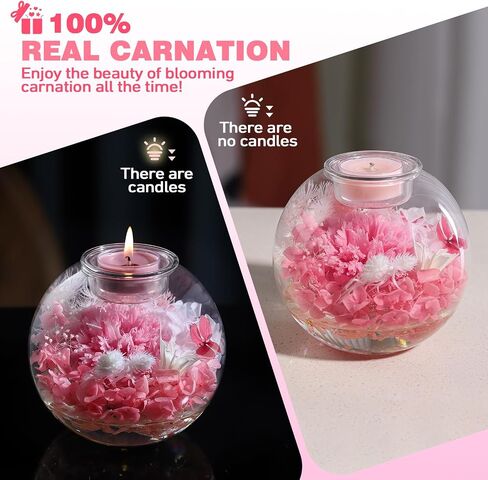 Aoshin Preserved Flowers Rose, Birthday Gifts for Her, Preserved Real Roses in Glass Dome with Aromatherapy Candle, Eternal Flowers Gift for Women, Grandma, Mom, Wife, Girlfirend (Pink) in Kuwait