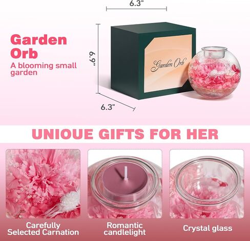 Aoshin Preserved Flowers Rose, Birthday Gifts for Her, Preserved Real Roses in Glass Dome with Aromatherapy Candle, Eternal Flowers Gift for Women, Grandma, Mom, Wife, Girlfirend (Pink) in Kuwait