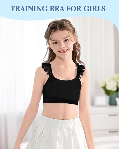 Girls Training Bras Teen Ruffle Kids Yoga Bra 8-10 10-12 12-14 in Saudi Arabia