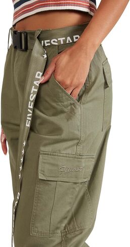 FIVESTAR GENERAL Women's Belted Utility Cargo Crop Pant, High-Rise, Button Closure with Brass Zipper in Kuwait