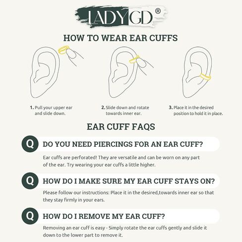Ear Cuff Earrings for Women 14K Gold Plated Cubic Zirconia Sparkling Trendy Huggie Ear Cuffs Non Piercing | Clip On Cartilage | Single in Saudi Arabia