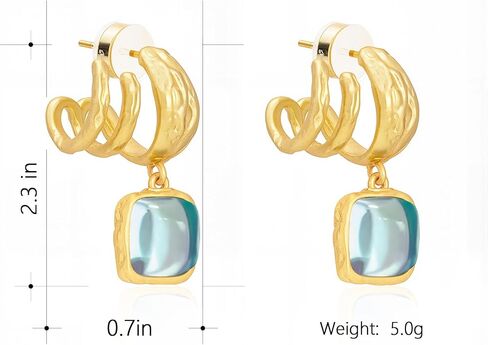 Montana West x Wrangler Square Dangle Drop Earrings for Women Gold Plated Unique Retro Huggie Hoop Lightweight Danity Jewelry with Ear Cuff in Saudi Arabia
