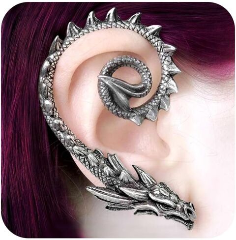 Vintage Dragon Ear Cuff Earrings Silver Exaggerated Dragon Cuff Wrap Earrings Punk Cuff Climber Crawler Earrings Gothic Clip on Earrings Jewelry for Women and Girls in Saudi Arabia