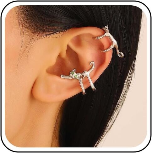 Cat Ear Cuff Earrings Gold Cat Ear Cuff Wrap Earrings Cat Cuff Climber Animal Ear Cartilage Earrings Cute Kitten Non Piercing Crawler Earrings Jewelry for Women in Saudi Arabia