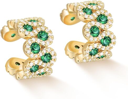 myears نساء أذن الكفة أقراط الذهب مقطع غضروف غير مثقوب على التفاف مفتوح قوس قزح Zirconia 14k مطلي بالذهب مطلي بالمعدلات اليومية البسيطة in Kuwait