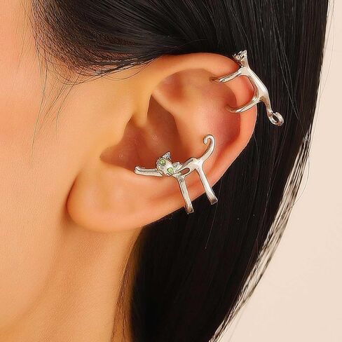 Cat Ear Cuff Earrings Gold Cat Ear Cuff Wrap Earrings Cat Cuff Climber Animal Ear Cartilage Earrings Cute Kitten Non Piercing Crawler Earrings Jewelry for Women in Saudi Arabia