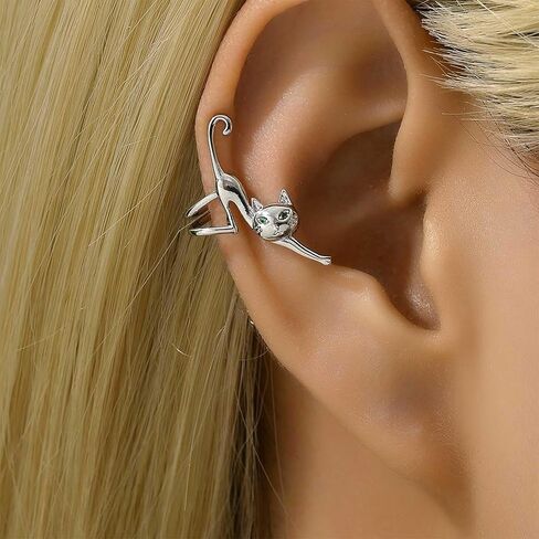 Cat Ear Cuff Earrings Gold Cat Ear Cuff Wrap Earrings Cat Cuff Climber Animal Ear Cartilage Earrings Cute Kitten Non Piercing Crawler Earrings Jewelry for Women in Saudi Arabia