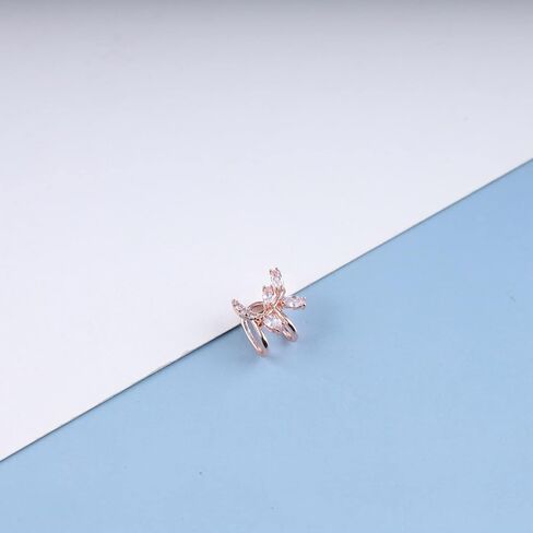 Andelaisi Boho Crystal Leaf Cuff Stud arocrings Vintage Leaf Clip أقراط الذهب CZ Leaf Ear Wrap arics no arcing arcing المجوهرات للنساء in Saudi Arabia