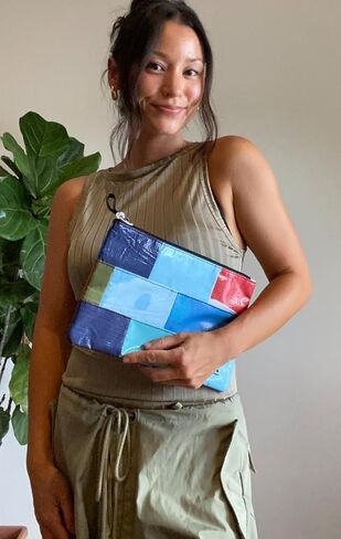 RAREFORM Patchwork Charlie Pouch | Lightweight, Recycled Material, Water-Resistant & Easy to Clean | Inner Fleece Lining, Unique Design, Colors May Vary in Saudi Arabia