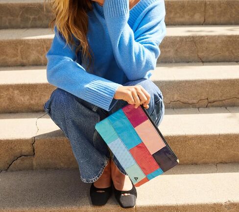 RAREFORM Patchwork Charlie Pouch | Lightweight, Recycled Material, Water-Resistant & Easy to Clean | Inner Fleece Lining, Unique Design, Colors May Vary in Saudi Arabia