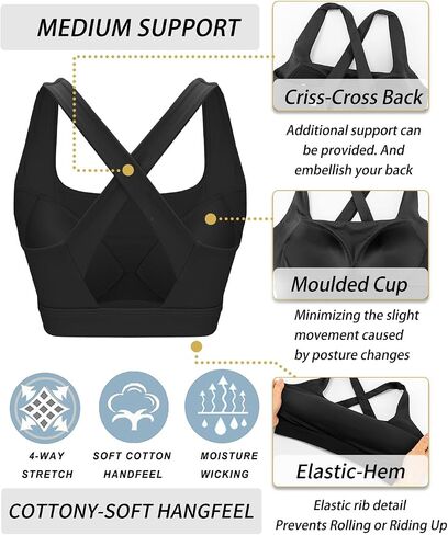 RUNNING GIRL High Impact Sports Bras for Women, High Support Running Strappy Women's Sports Bra with Sewn in Pads in Saudi Arabia