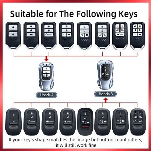 for Honda Key fob Cover with Keychain,2016-2022 2023 2024 2025 Civic Accord HR-V Pilot CR-V, Silicone,Ridgeline Car Key Fob Case Holder (Classic Black，For Honda-B) in Kuwait