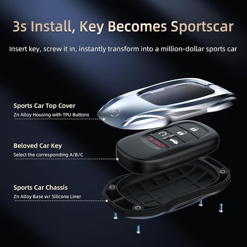 for Honda Key fob Cover with Keychain,2016-2022 2023 2024 2025 Civic Accord HR-V Pilot CR-V, Silicone,Ridgeline Car Key Fob Case Holder (Classic Black，For Honda-B) in Kuwait
