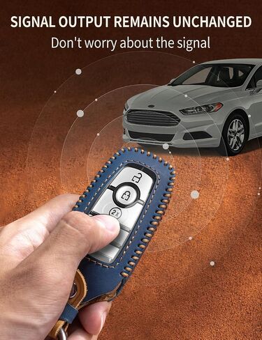 Ford Key Fob Cover Leather Case Case Case-key-key-key key fob holder tivers for bronco mustang f150 F350 Fusion Escape Edge Explorer Exptition Raptor 2017-2024 (Blue) in Kuwait