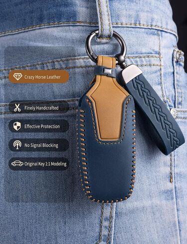 Ford Key Fob Cover Leather Case Case Case-key-key-key key fob holder tivers for bronco mustang f150 F350 Fusion Escape Edge Explorer Exptition Raptor 2017-2024 (Blue) in Kuwait