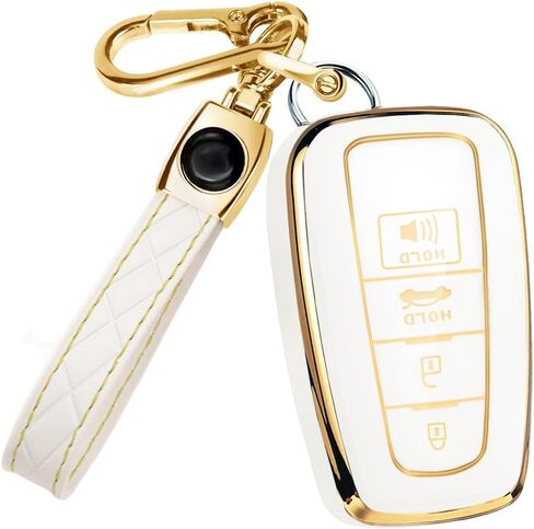 Lucrum for Toyota Camry Key Fob Cover و Ceychain Leather-KeyFob Case for Corolla ، Rav4 ، Avalon ، Prius ، C-HR (2019-2025) in Kuwait