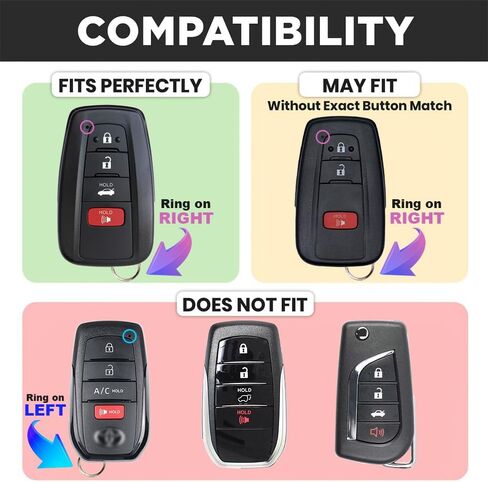 Lucrum for Toyota Camry Key Fob Cover و Ceychain Leather-KeyFob Case for Corolla ، Rav4 ، Avalon ، Prius ، C-HR (2019-2025) in Kuwait