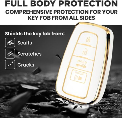 Lucrum for Toyota Camry Key Fob Cover و Ceychain Leather-KeyFob Case for Corolla ، Rav4 ، Avalon ، Prius ، C-HR (2019-2025) in Kuwait
