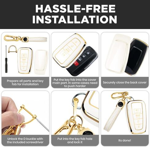 Lucrum for Toyota Camry Key Fob Cover و Ceychain Leather-KeyFob Case for Corolla ، Rav4 ، Avalon ، Prius ، C-HR (2019-2025) in Kuwait