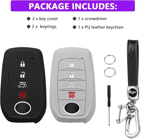 QBUC 2PCS for Toyota Key Fob Cover, Silicone 4 Button Key Case for Toyota 2019+ Land Cruiser 2021-2025 Venza RAV4 Corolla Grand Highlander Tundra Crown 2022-2025Tacoma TRD Corolla SE Camry XSE in Saudi Arabia