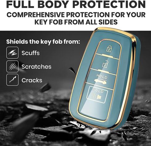 Lucrum for Toyota Camry Key Fob Cover و Ceychain Leather-KeyFob Case for Corolla ، Rav4 ، Avalon ، Prius ، C-HR (2019-2025) in Kuwait