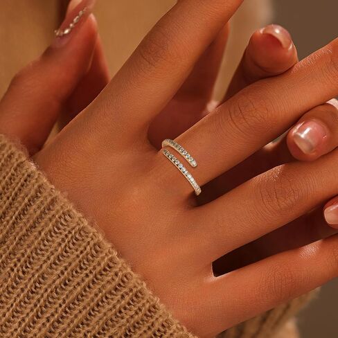 FUNYCHEN Pearls Ring Sterling Silver Rings For Women Freshwater Cultured Pearl Ring With Cubic Zirconia Dainty Stackable Adjustable Open Ring Fashion Statement Jewelry Collection Gifts in Kuwait