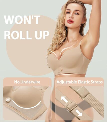 Push Up Bras for Women with Adjustable Band Size Pushup Knob - No Underwire Full Support Wireless Comfortable Add 2 Cups Bras in Saudi Arabia