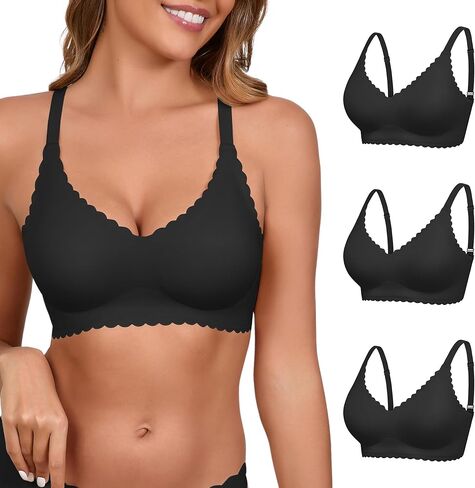 Wireless Seamless Bras for Women with Support - No Wire Push Up Womens Bra - No Underwire Padded Comfort Bralettes in Kuwait