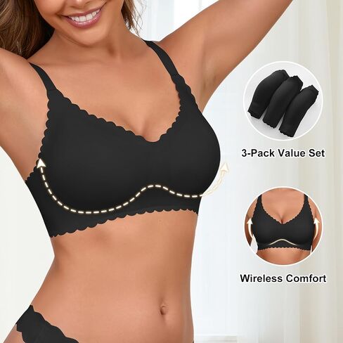 Wireless Seamless Bras for Women with Support - No Wire Push Up Womens Bra - No Underwire Padded Comfort Bralettes in Kuwait
