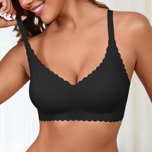 Wireless Seamless Bras for Women with Support - No Wire Push Up Womens Bra - No Underwire Padded Comfort Bralettes in Kuwait