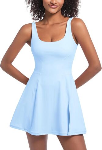 Womens Tennis Dress Built in Shorts Athletic Dress with Pockets for Golf Workout Active in Kuwait
