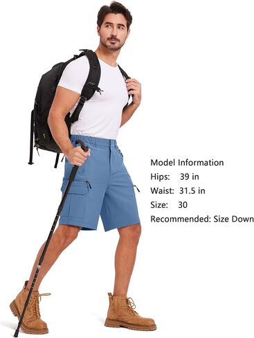 Mens Hiking Cargo Summer Shorts 9" Quick Dry Lightweight Outdoor Fishing Golf Casual Elastic Waist Loose Fit 6 Pocket in Saudi Arabia