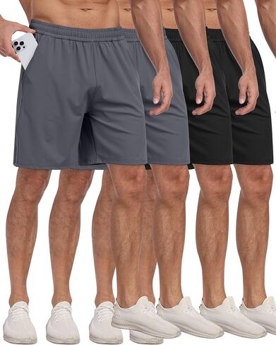 4 Pack Men's Athletic Gym Shorts with Pockets,Running Workout Basketball Hiking Shorts for Men in Kuwait