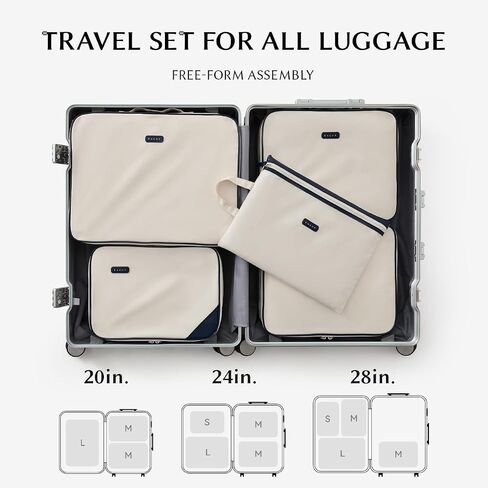 EACHY 5 Set Compression Packing Cubes for Travel, Lightweight Luggage Organizer Bags, Durable Travel Accessories for Suitcase Organization（Blue） in Saudi Arabia