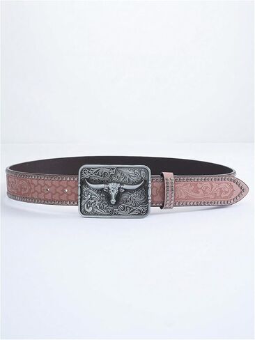 Verdusa Women's Western Belt Vintage PU Leather Square Buckle Waist Belt in Kuwait