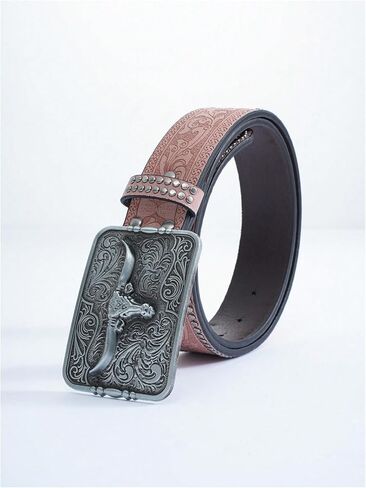Verdusa Women's Western Belt Vintage PU Leather Square Buckle Waist Belt in Kuwait